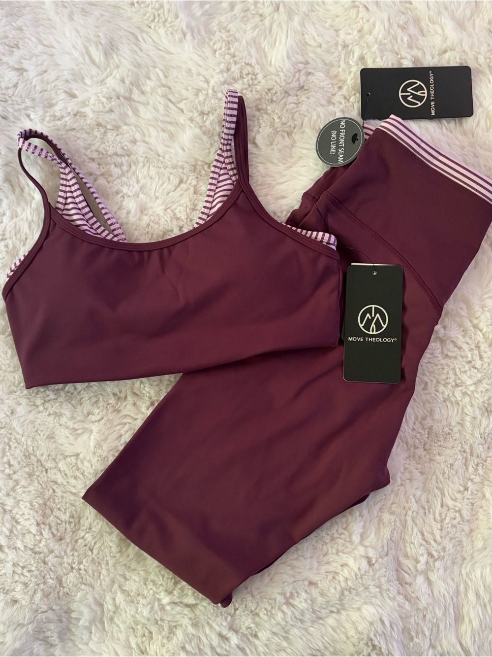 Move Theology Burgundy / Pink Double Layered Workout Set